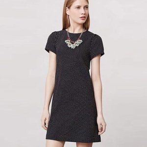 Anthropologie Maeve Black White Polka Dot Short Sleeve Casual Midi Dress Size XS